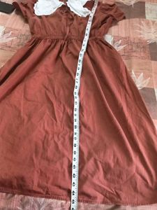 Vintage Burnt Orange Dress with Lace Collar