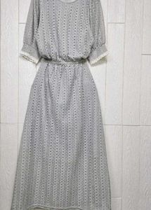 Light Grey Lace Detail Maxi Dress