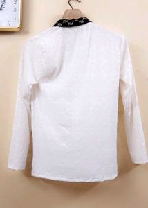 White Fendi Patterned Long Sleeve Tshrit