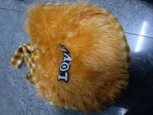 Fluffy Orange cute purse with LOVE