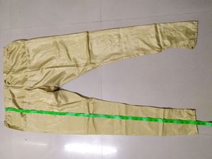 Unused Green And Gold Floral Net Chudidhar