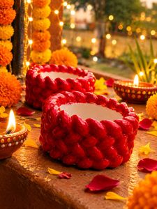 Decorative Red Braided Candles
