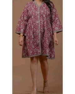 Maroon Block Print Kurta can wore as dress too