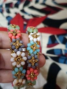 Colorful Beaded Flower Bangles