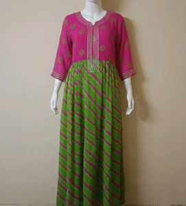 Pink & Green Anarkali kurti