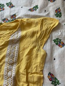 Yellow Embroidered Kurta Top