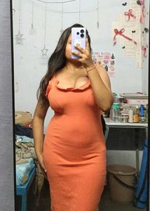 Vibrant Orange Cut-Out Bodycon Dress