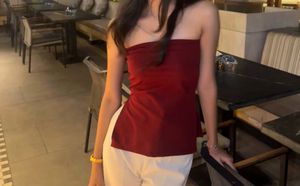 Elegant Red Strapless Top