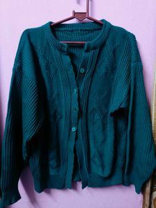 Teal Diamond Knit Cardigan