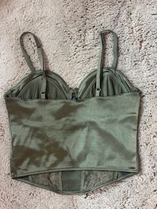 Satin Corset Top with Lace Detail