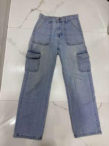 Light Wash Denim Cargo Pants