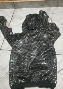Sparkling Sequin Zip-Up Hoodie Jacket