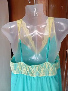 Comfortable Teal Nightgown with Lace