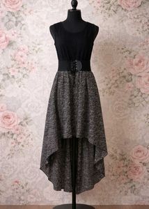 Chic High-Low Black & Grey Dress