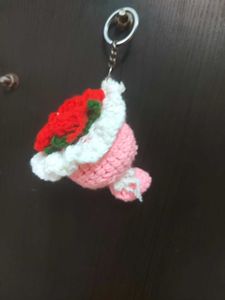 Handmade Crochet Rose Bouquet Keychain