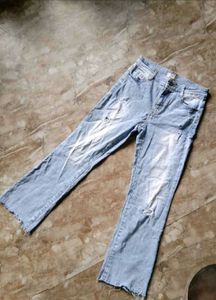 Length-35,,Light Wash Distressed Jeans