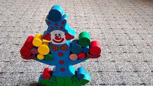 Vintage Wooden Balancing Clown Toy