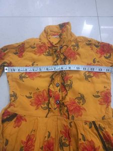 Yellow Floral Print Ethnic Gown