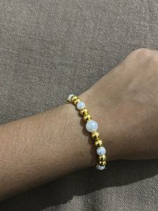 Gold &amp; Pearl Beaded Bracelet