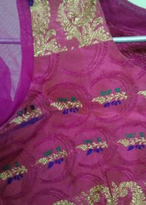 Stunning Magenta Brocade Blouse with Gold Paisley