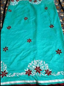 Gorgeous 👌👌Teal Saree with Floral Embroidery