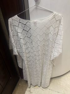 White Crochet Knit Top