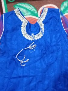 Elegant Blue Sequin Anarkali Dress with Dupatta