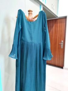 Green Pleated Georgette Anarkali Suit