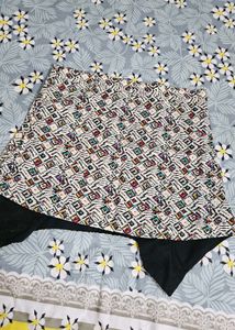 Boho Print Mini Skirt with Lace Trim