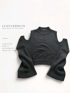 COLD SHOULDER RIBBED KNIT SWEATER