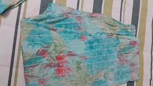 Blue Floral Print Kurta