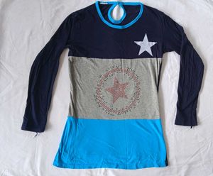 Stylish Color Block Long Sleeve Tshirt