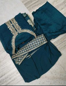 Elegant Teal Embroidered Kurta Set