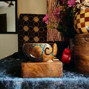 Handmade wooden Bowl with Resin Art engraved