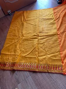 Elegant Orange Embroidered Saree
