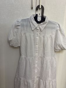 White Tiered Puff Sleeve Mini Dress