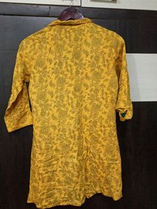 Yellow Kurti with Black Print