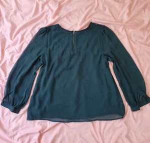 Teal Sheer Long Sleeve Top