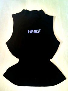 Black "Fierce" Sleeveless Top Snatching