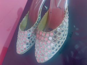 Mirror Work Ethnic Kitten Mules.