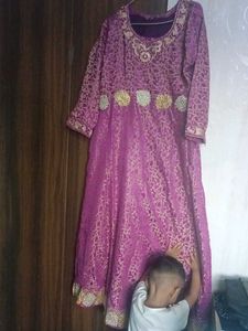 Beautiful Purple Embroidered Ethnic Gown