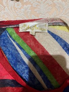 Colorful Striped Mesh Top