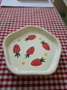 Ceramic Strawberry-print Coaster