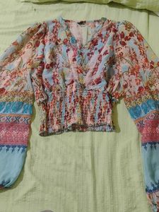 Boho Floral Smocked Blouse