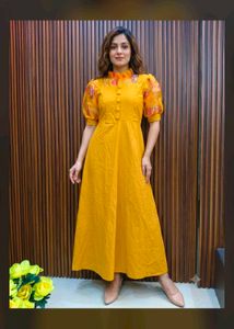 Yellow Floral Puff Sleeve Dress