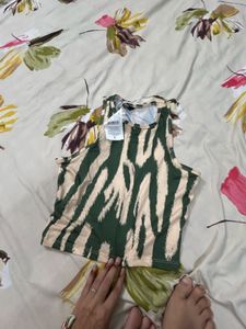 Zebra Print Sleeveless Tank Top