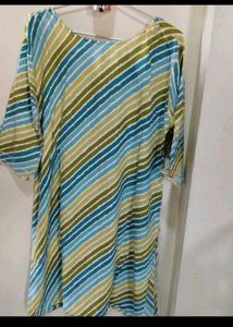 Blue &amp; White Printed Kurta