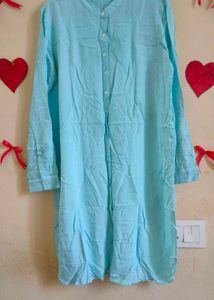 Sky Blue Shirt Dress with Long Sleeves