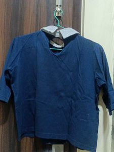 Blue Collared Casual Top