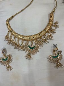 Gold Toned Necklace &amp; Earring Set